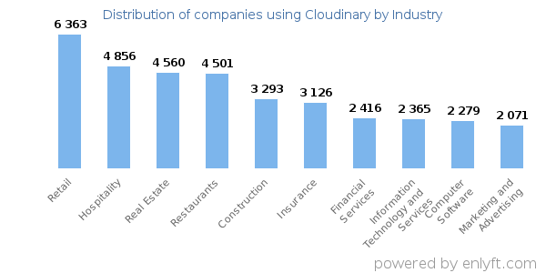 Companies using Cloudinary - Distribution by industry