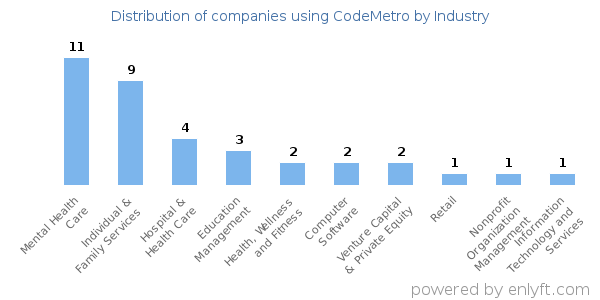 Companies using CodeMetro - Distribution by industry