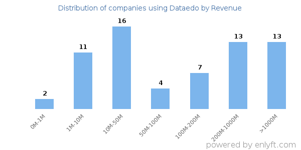 Dataedo clients - distribution by company revenue