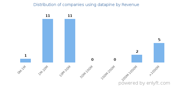 datapine clients - distribution by company revenue