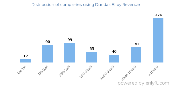 Dundas BI clients - distribution by company revenue