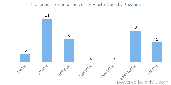 ElectroNeek clients - distribution by company revenue