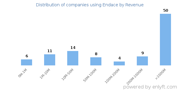 Endace clients - distribution by company revenue