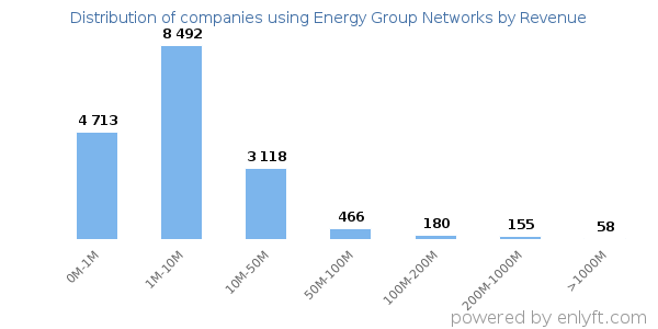 Energy Group Networks clients - distribution by company revenue