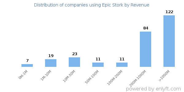 Epic Stork clients - distribution by company revenue