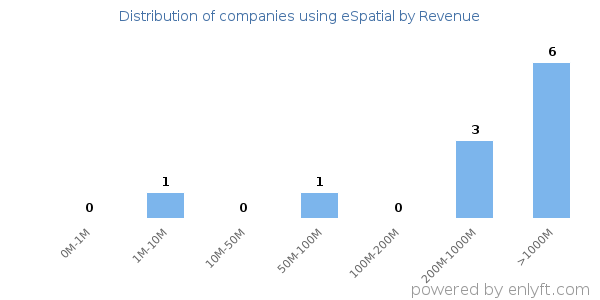 eSpatial clients - distribution by company revenue