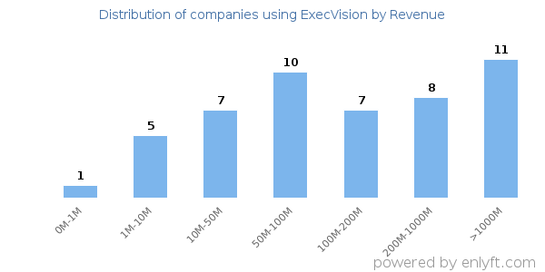 ExecVision clients - distribution by company revenue