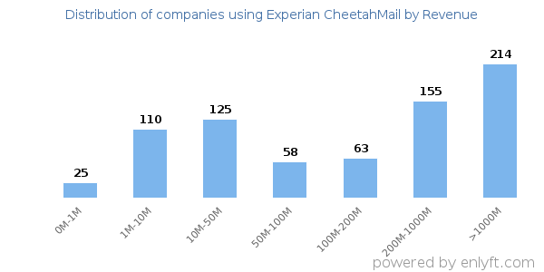 Experian CheetahMail clients - distribution by company revenue