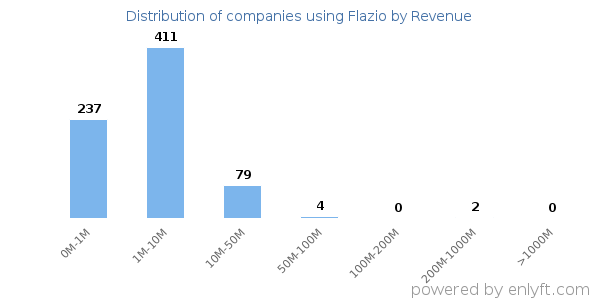 Flazio clients - distribution by company revenue