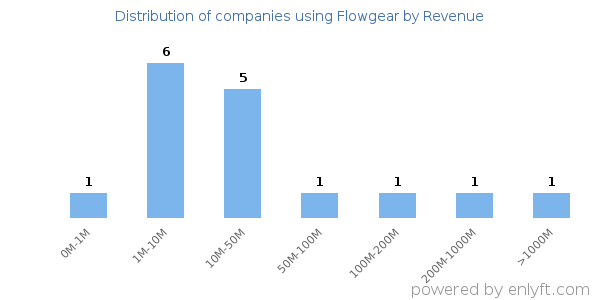 Flowgear clients - distribution by company revenue