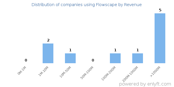 Flowscape clients - distribution by company revenue