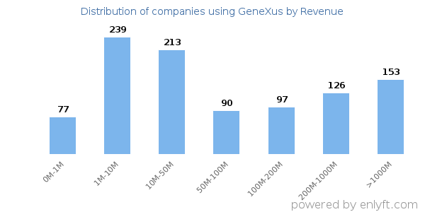 GeneXus clients - distribution by company revenue