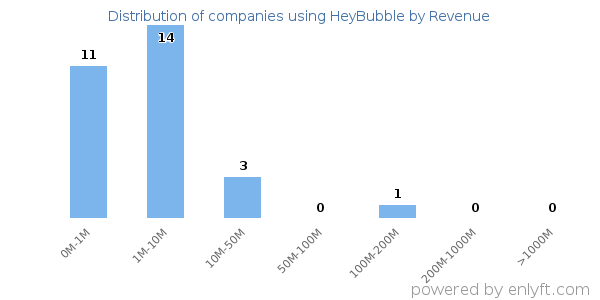 HeyBubble clients - distribution by company revenue