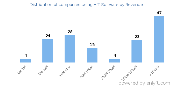 HiT Software clients - distribution by company revenue