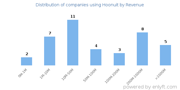 Hoonuit clients - distribution by company revenue