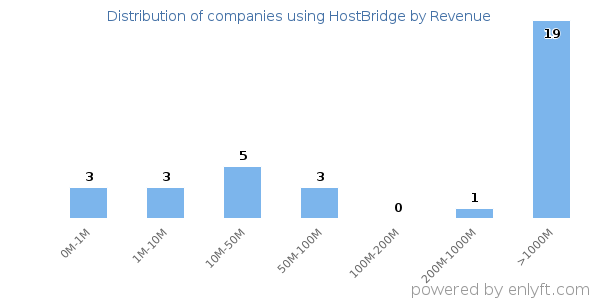 HostBridge clients - distribution by company revenue