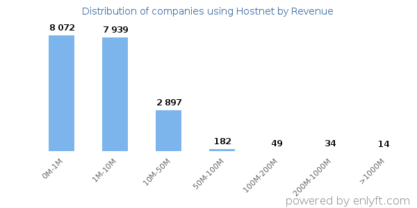 Hostnet clients - distribution by company revenue