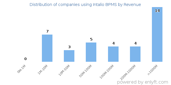 Intalio BPMS clients - distribution by company revenue