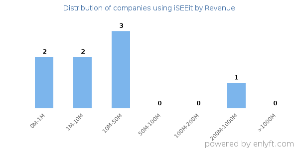 iSEEit clients - distribution by company revenue