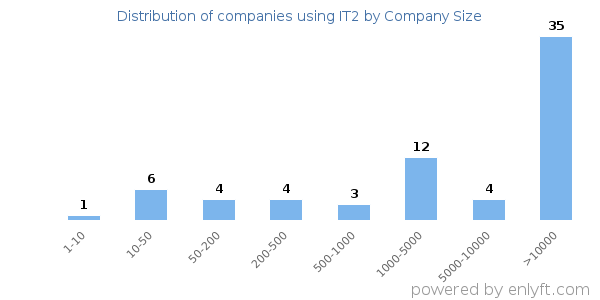 Companies using IT2, by size (number of employees)