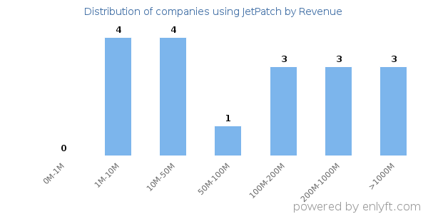 JetPatch clients - distribution by company revenue