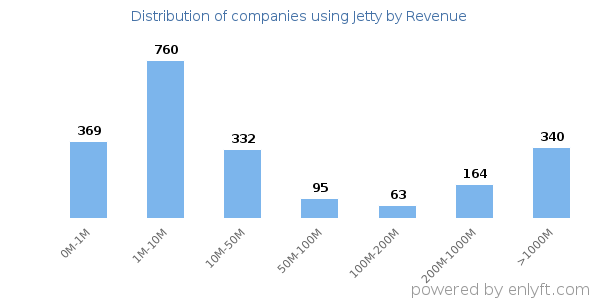 Jetty clients - distribution by company revenue