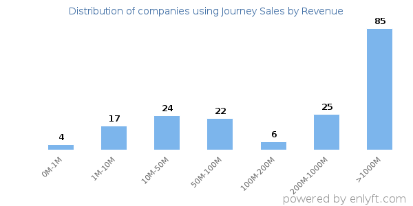 Journey Sales clients - distribution by company revenue