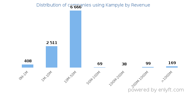 Kampyle clients - distribution by company revenue