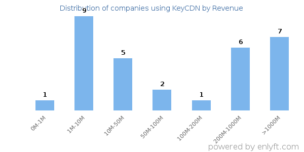 KeyCDN clients - distribution by company revenue