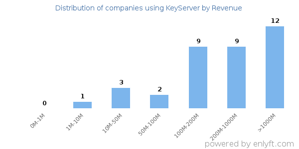 KeyServer clients - distribution by company revenue