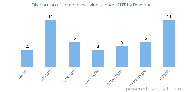 Kitchen CUT clients - distribution by company revenue