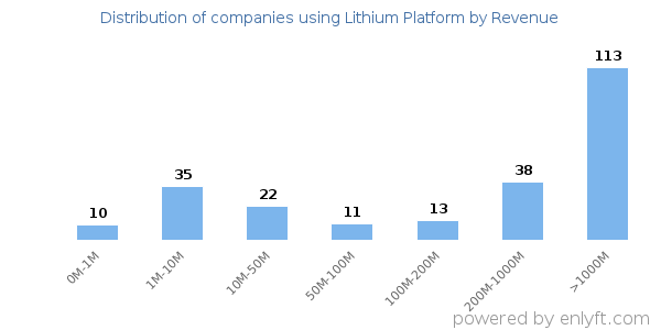 Lithium Platform clients - distribution by company revenue