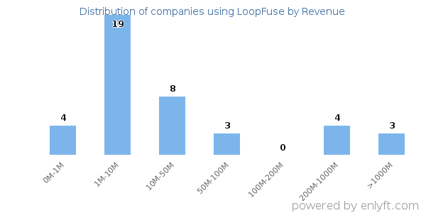 LoopFuse clients - distribution by company revenue