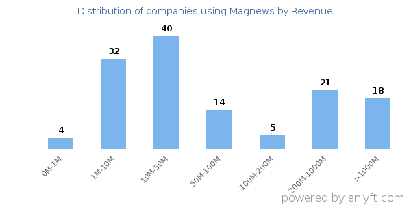 Magnews clients - distribution by company revenue