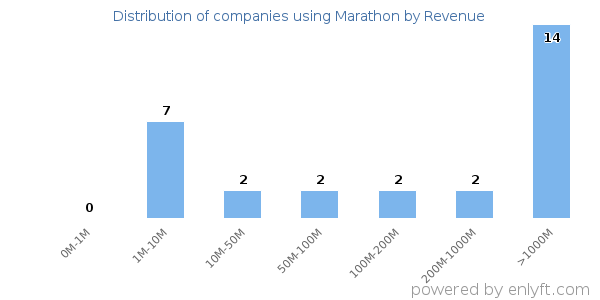 Marathon clients - distribution by company revenue