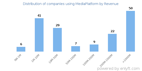 MediaPlatform clients - distribution by company revenue