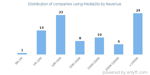 MediaSilo clients - distribution by company revenue