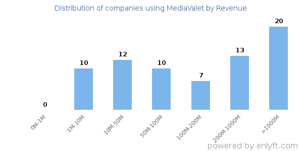 MediaValet clients - distribution by company revenue