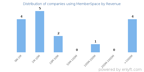 MemberSpace clients - distribution by company revenue