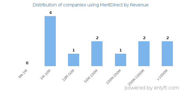 MeritDirect clients - distribution by company revenue