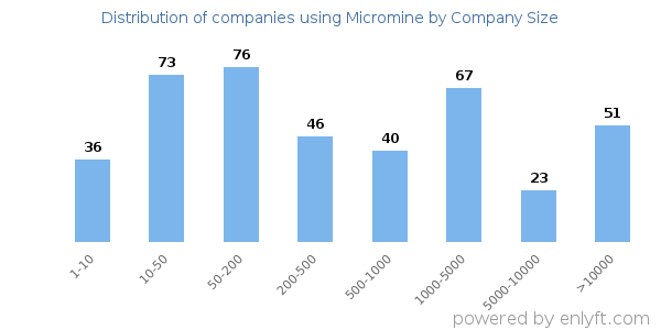 Companies using Micromine, by size (number of employees)