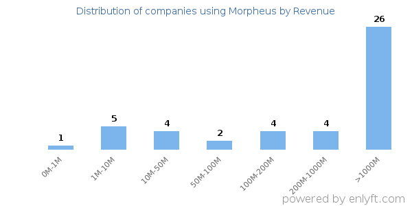 Morpheus clients - distribution by company revenue