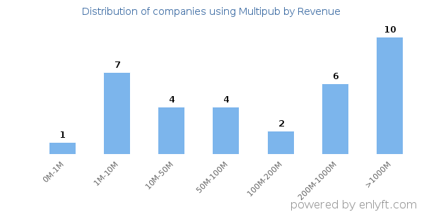 Multipub clients - distribution by company revenue