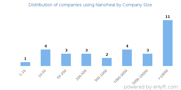 Companies using Nanoheal, by size (number of employees)