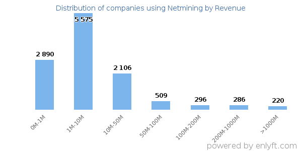 Netmining clients - distribution by company revenue