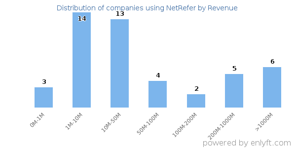 NetRefer clients - distribution by company revenue