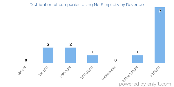 NetSimplicity clients - distribution by company revenue