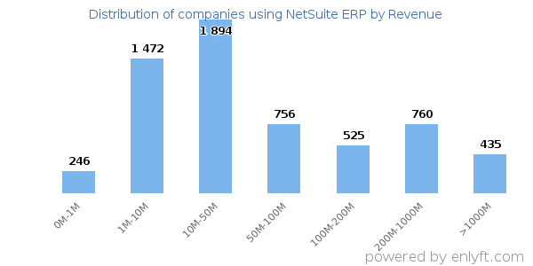 NetSuite ERP clients - distribution by company revenue