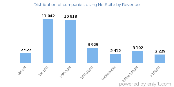 NetSuite clients - distribution by company revenue