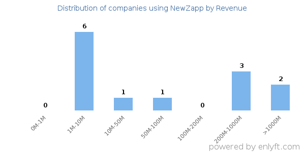 NewZapp clients - distribution by company revenue